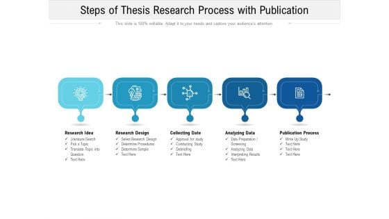 Steps Of Thesis Research Process With Publication Ppt PowerPoint Presentation File Mockup PDF