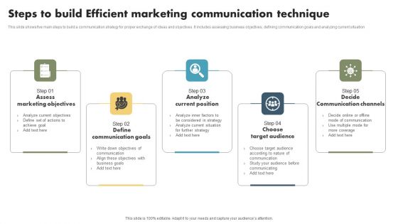 Steps To Build Efficient Marketing Communication Technique Diagrams PDF