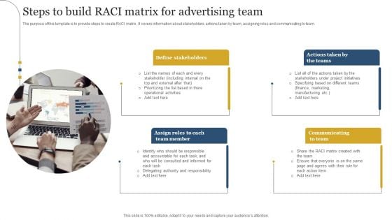 Steps To Build RACI Matrix For Advertising Team Template PDF