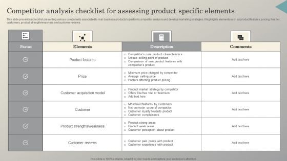 Steps To Conduct Competitor Analysis Competitor Analysis Checklist For Assessing Product Brochure PDF