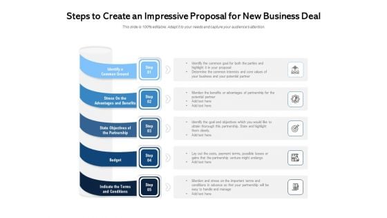 Steps To Create An Impressive Proposal For New Business Deal Ppt PowerPoint Presentation Summary Templates PDF