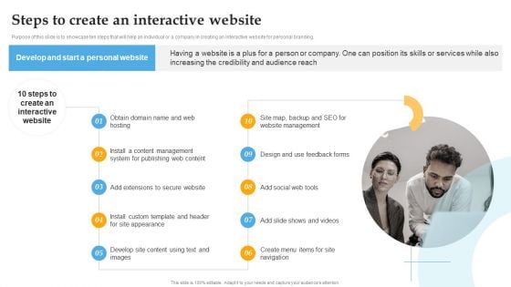 Steps To Create An Interactive Website Comprehensive Personal Brand Building Guide For Social Media Influencers Portrait PDF