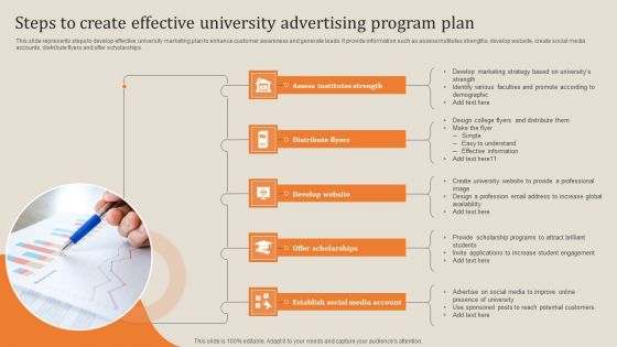 Steps To Create Effective University Advertising Program Plan Brochure PDF