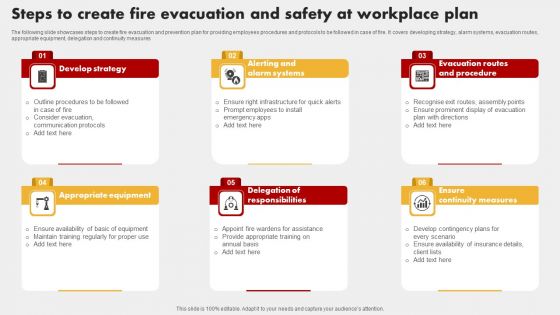 Steps To Create Fire Evacuation And Safety At Workplace Plan Clipart PDF