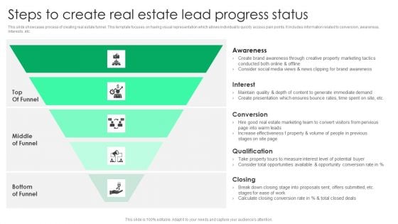 Steps To Create Real Estate Lead Progress Status Inspiration PDF