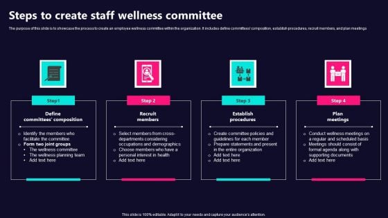 Steps To Create Staff Wellness Committee Sample PDF