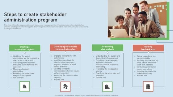 Steps To Create Stakeholder Administration Program Ppt Infographics Display PDF