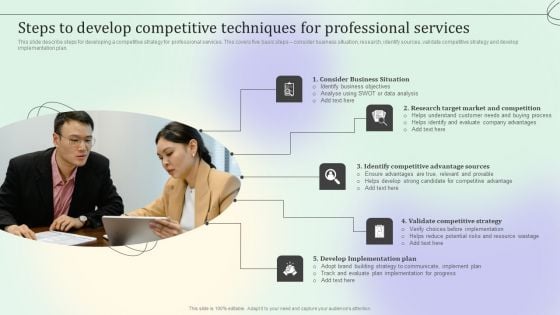 Steps To Develop Competitive Techniques For Professional Services Ideas PDF