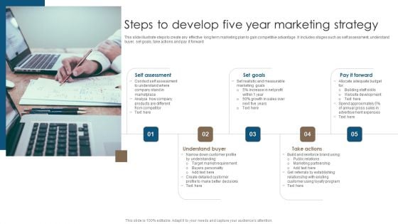 Steps To Develop Five Year Marketing Strategy Topics PDF