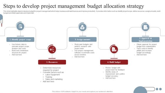 Steps To Develop Project Management Budget Allocation Strategy Microsoft PDF