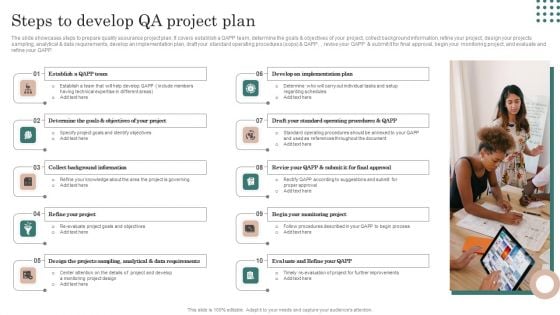 Steps To Develop QA Project Plan Mockup PDF