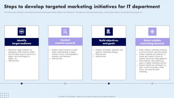 Steps To Develop Targeted Marketing Initiatives For IT Department Professional PDF