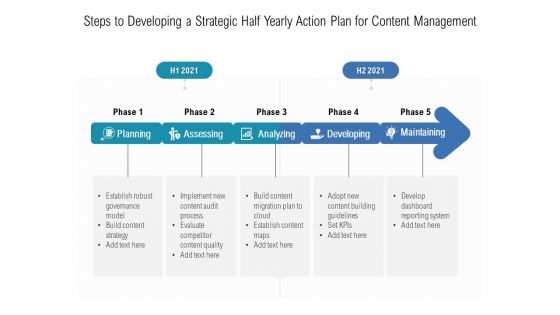 Steps To Developing A Strategic Half Yearly Action Plan For Content Management Template
