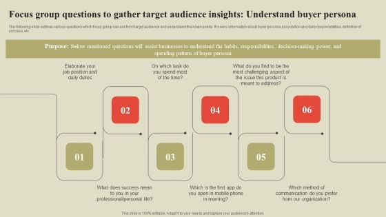 Steps To Effectively Conduct Market Research Focus Group Questions Gather Target Audience Insights Topics PDF