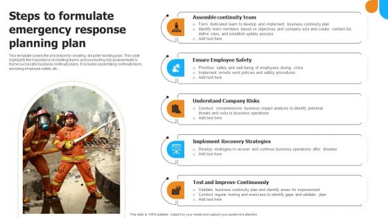 Steps To Formulate Emergency Response Planning Plan Clipart PDF