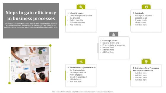 Steps To Gain Efficiency In Business Processes Themes PDF