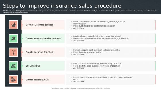 Steps To Improve Insurance Sales Procedure Microsoft PDF