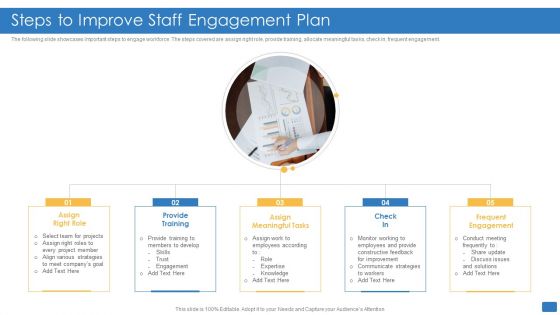 Steps To Improve Staff Engagement Plan Sample PDF