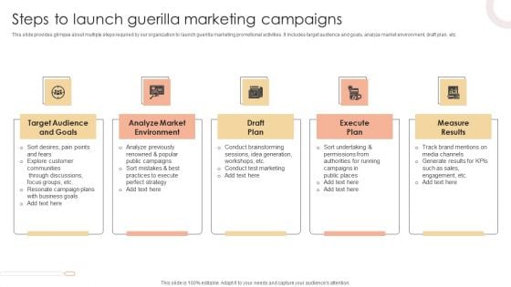 Steps To Launch Guerilla Marketing Campaigns Mockup PDF