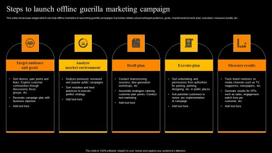 Steps To Launch Offline Guerilla Marketing Campaign Portrait PDF