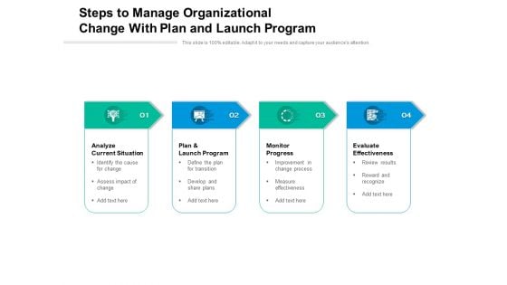 Steps To Manage Organizational Change With Plan And Launch Program Ppt PowerPoint Presentation Ideas Images PDF