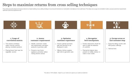 Steps To Maximize Returns From Cross Selling Techniques Elements PDF