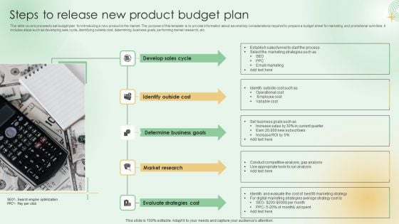 Steps To Release New Product Budget Plan Elements PDF