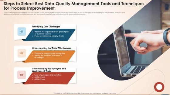 Steps To Select Best Data Quality Management Tools And Techniques For Process Improvement Introduction PDF