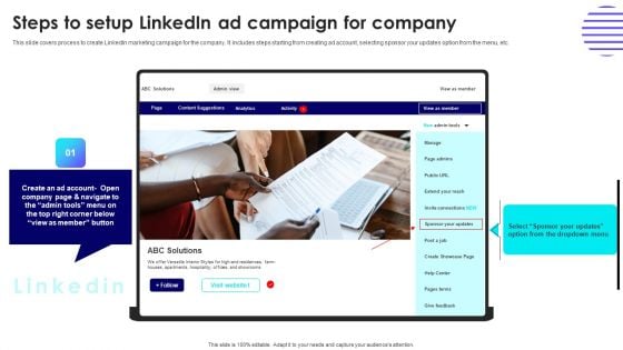 Steps To Setup Linkedin Ad Campaign For Company Themes PDF