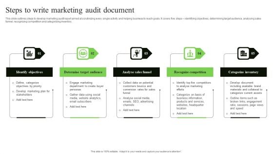 Steps To Write Marketing Audit Document Diagrams PDF Steps To Write Marketing Audit Document Diagrams PDF