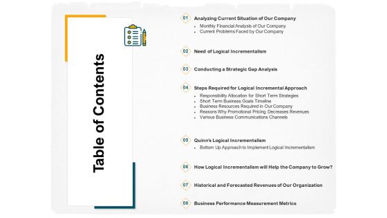 Stepwise Strategy Table Of Contents Ppt Slides Show PDF