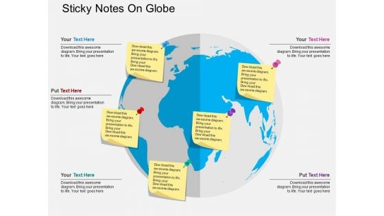 Sticky Notes On Globe Powerpoint Templates