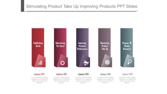 Stimulating Product Take Up Improving Products Ppt Slides