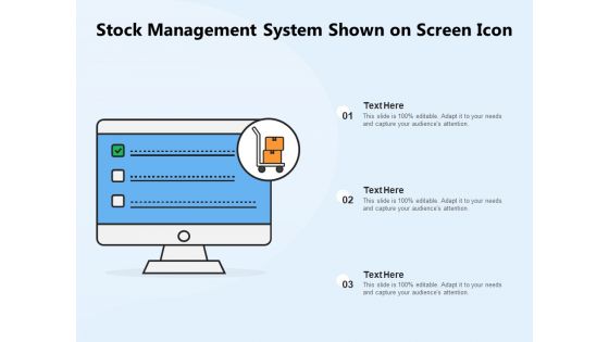 Stock Management System Shown On Screen Icon Ppt PowerPoint Presentation Model Slide Download PDF