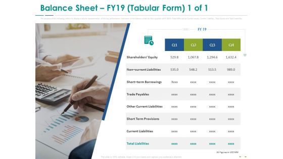 Stock Market Research Report Balance Sheet FY19 Tabular Form Equity Information PDF