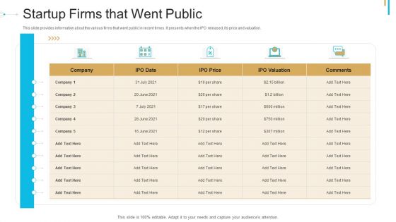 Stock Offering As An Exit Alternative Startup Firms That Went Public Background PDF