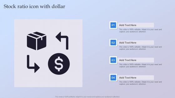 Stock Ratio Icon With Dollar Ppt Styles Shapes PDF