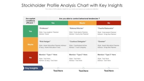 Stockholder Profile Analysis Chart With Key Insights Ppt PowerPoint Presentation Visual Aids Infographics PDF