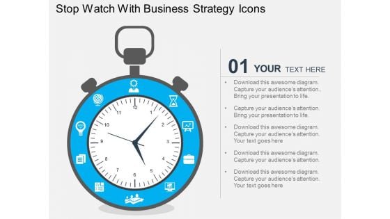 Stop Watch With Business Strategy Icons Powerpoint Templates