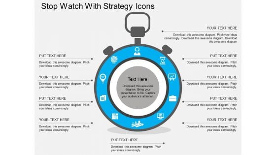 Stop Watch With Strategy Icons Powerpoint Templates