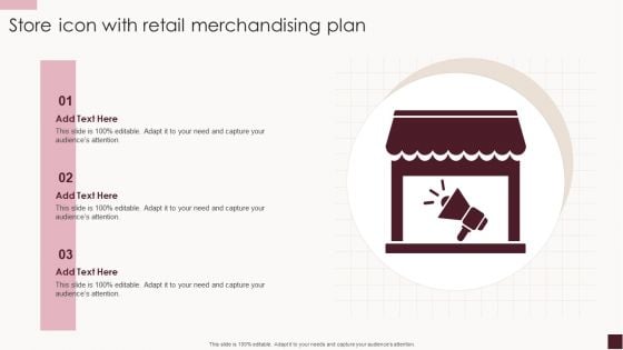 Store Icon With Retail Merchandising Plan Background PDF Store Icon With Retail Merchandising Plan Background PDF