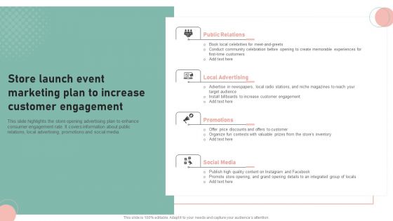 Store Launch Event Marketing Plan To Increase Customer Engagement Infographics PDF