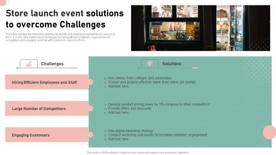 Store Launch Event Solutions To Overcome Challenges Information PDF