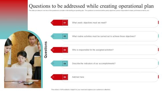 Strategic And Operational Strategy Questions To Be Addressed While Creating Themes PDF