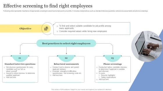 Strategic Approaches To Efficient Candidate Selection Effective Screening To Find Right Employees Themes PDF