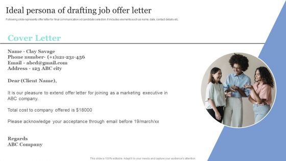 Strategic Approaches To Efficient Candidate Selection Ideal Persona Of Drafting Job Offer Letter Summary PDF