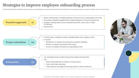 Strategic Approaches To Efficient Candidate Selection Strategies To Improve Employee Onboarding Process Brochure PDF