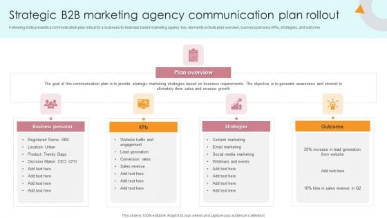 Strategic B2B Marketing Agency Communication Plan Rollout Mockup PDF