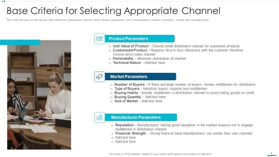 Strategic B2B Marketing Plan Base Criteria For Selecting Appropriate Channel Background PDF