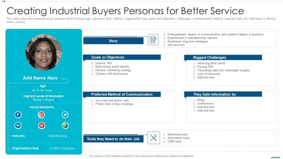 Strategic B2B Marketing Plan Creating Industrial Buyers Personas For Better Service Information PDF